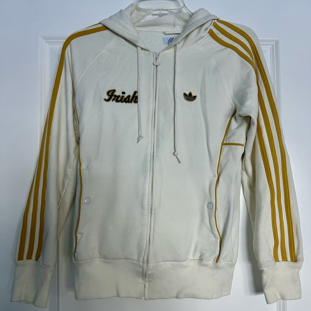 Adidas Notre Dame Cream and Gold Hoodie Size M